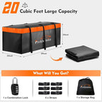 Hitch Mount Cargo Carrier Bag, 20 Cubic Feet 100% Waterproof Car Tray Luggage Bag (59" 24" 24") with 6 Reinforced Straps + 1 Combination Lock, Fits for All Vehicles with Steel Trailer Basket