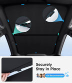 Wigoo Tesla New Model Y Juniper Accessories Sunshade Roof [Never Sag, Nano Ice-Crystal Coatings] Heat Insulation Glass Roof Sun Shade, Accessories for Tesla New Model Y 2025 2026 Launch, Black