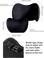 Car Headrest & Lumbar Support Cushion Ergonomic Car Seat Neck Back Rest Pillows Orthopedic Memory Foam Head Rest and Lower Lumbar Support Pillow Set Backrest Driving Seat Office Chair Support (Grey)