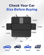 pettycare Dog Car Seat Cover for Back Seat, 600D Heavy Duty Waterproof & Scratch-Resistant for Car with Side Flap, Pet Back Seat Covers for Car with Seatbelt Black.
