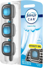 Febreze Car Air Freshener, Odor-Fighting Automotive Vent Clip, Linen & Sky Scent, 3 Count