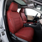 EKR Rav4 Seat Covers Custom Fit for Toyota Rav4(Gasoline) 2019 2020 2021 2022 2023 2024 2025 LE/XLE/XLE Premium/Limited,Leather Car Seat Cover Full Set for SUV,Faux Leather(Burgundy)