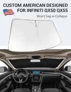 Proadsy Windshield Sun Shade for 2019-2021 Infiniti QX50 & 2021-2025 2026 QX55 Foldable Front Sunshade Protector Sun Visor Blocks UV Rays Keep Car Cooler