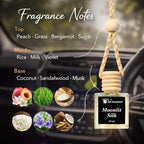 Moonlit Silk Car Freshener Set – Wooden Lid Hanging Air Freshener for Car Mirror, Multi-Use Home & Auto Fragrance Diffuser, 10 ml Bottles, 3 Pack – Soft Luxury Scent