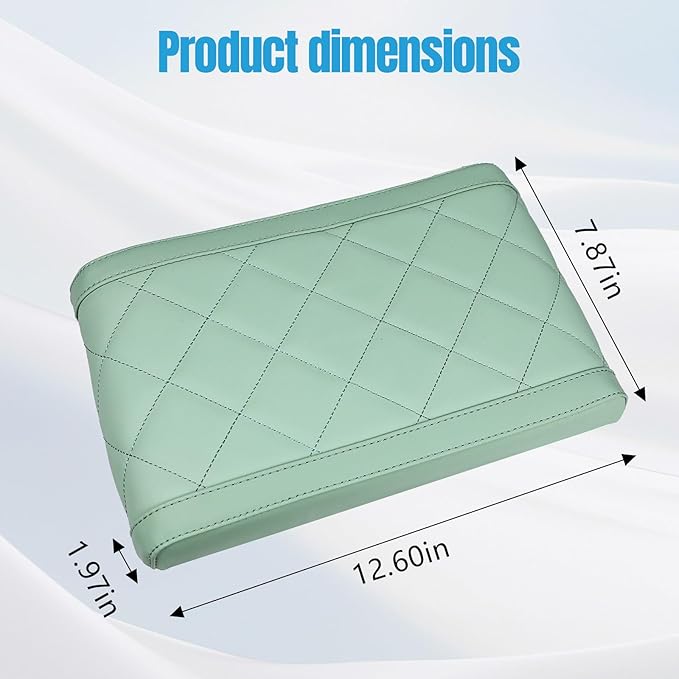 Hovom Car Center Console Armrest Pillow, 12.6"×7.87"×1.97" Leather Arm Rest Cover for Cars, Soft Comfortable Auto Armrest Cushion Pad, Vehicle Middle Console Cover, Car Accessories (Green)