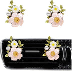 Flower Car Vent Clips 2pcs Pink Daisy Bouquets Flowers Air Freshener Girly Car Decorations Interior Aesthetics for Women Refillable Car Diffuser