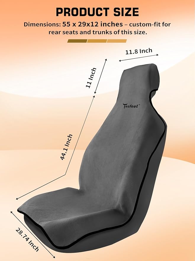 600g Ultra-Thick Waterproof Car Seat Cover Towel - Premium Heavy-Duty Terry Cloth Seat Protector for Gym, Beach, Athletes - Universal Fit, Sweat-Proof & Washable, Non-Slip Gray 1pc
