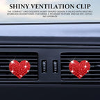4PCS Heart-Shaped Car Vent Clip with Rhinestone, Vent Clip Car Accessories, Sparkly Rhinestone Bling Diamond Freshener Holder, Air Conditioning Outlet Ornament for Women Girls (Red, Style1)