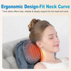 Back Massager with Heat, Full Body Massage Pad with Pillow Neck Support, Soft Plush Fabric Cover, Chair Massager with 3D Lumbar Truction and 8 Vibration Motors, Home Office Use