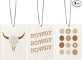 Boho Neutral Western Howdy Car Air Freshener, Preppy Cowgirl Boots Bull Skull Air Freshener Hanging 3 Pcs for Cars Closet Drawer or Books, Cute Western Car Accessories Mirror Decor for Women Men