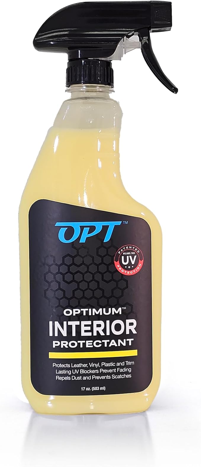 Optimum Protectant Plus Automotive Interior Protectant - Patented UV Protection, Cleans, Restores, Protects Leather, Vinyl & Plastic (17 Oz)