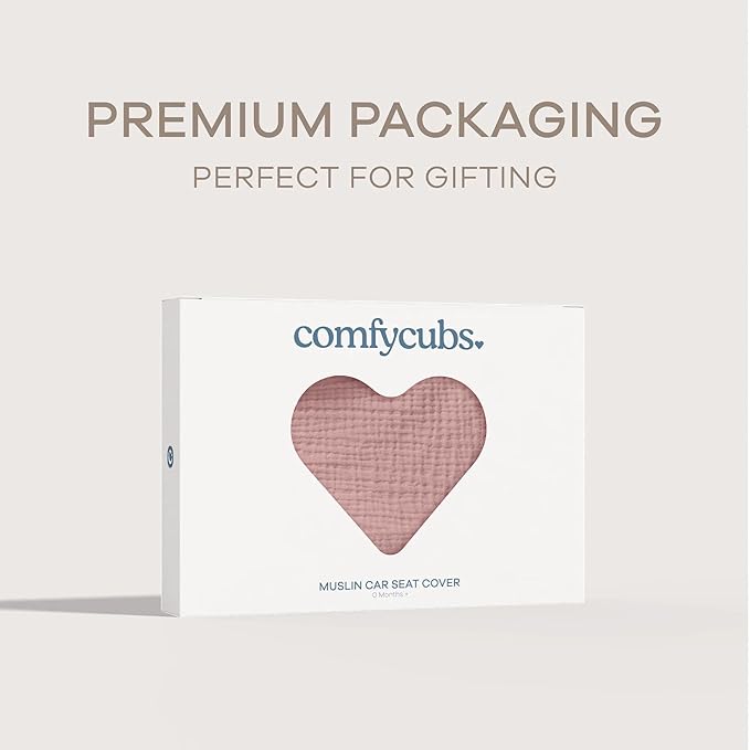 Comfy Cubs Baby Car Seat Cover - Soft, Breathable Bamboo Rayon and Muslin Cotton Blend - Lightweight Canopy for Sun, Bug, and Comfort Protection - Large Size Infant Seat Cover in Mauve Design
