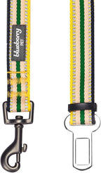 Blueberry Pet 6 Colors 3M Reflective Multi-Colored Stripe Adjustable Dog Seat Belt Tether for Dogs Cats, Yellow and Green, Durable Safety Car Vehicle Seatbelts Leads Use with Harness