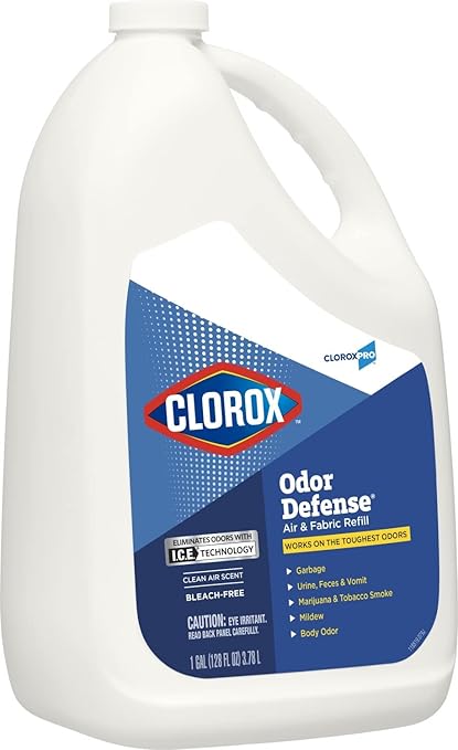 CloroxPro Odor Defense Air and Fabric Spray Refill, Clorox Healthcare Cleaning and Industrial Cleaning Spray, 128 Ounces - 31716