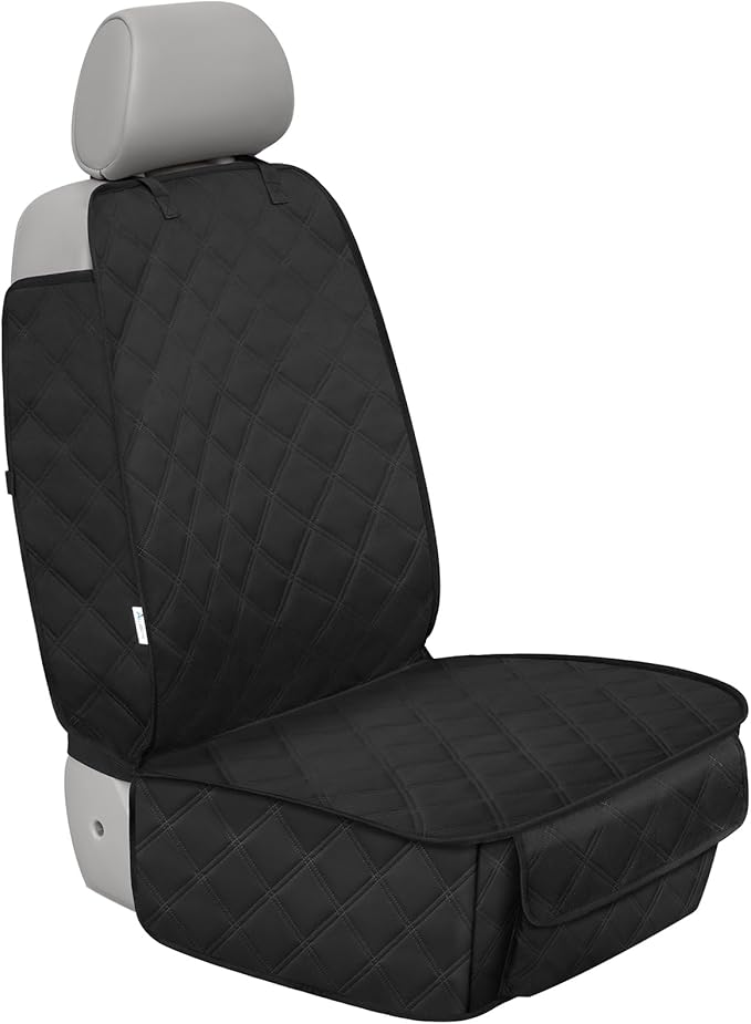 Heavy Duty Dog Front Seat Cover with Side Flaps - 900D Waterproof Car Seat Cover, Protects from Dirt, Fur & Scratches, Fits Captain Seats, Cars SUV Trucks Minivans(1-Pack)