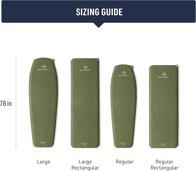 Sea to Summit Camp Plus Self-Inflating Foam Sleeping Mat for Camping - Tapered - Large (78 x 25.2 x 2.6 inches)