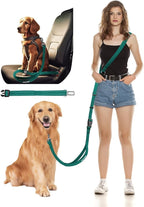 Hands Free Dog Leash, 2-in-1 Detachable Pet Seatbelt,5.9-9.2 ft Crossbody Dog Leash with Double-Sided Reflective for Walking, Hiking, Travel etc.(Orange)