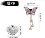 2 Pcs White Bling Rhinestone Heart + Pink Butterfly Clip Accessories Air Conditioning Outlet Clip Car Air Freshener Dashboard Accessories Charm Car Inter Decor Cute Interior Accessories for Women