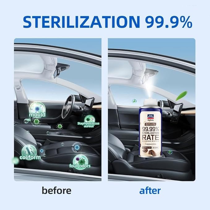 Glodway Whole Car Air Refresher Spray,Odor Eliminator Eliminates Strong Vehicle Odors,6 Oz,Cedar Scent,Cappuccino Scent