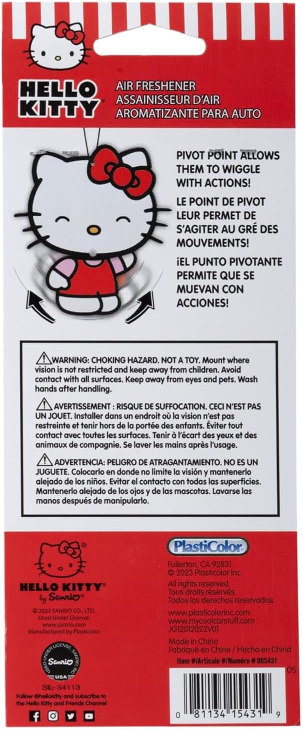 Hello Kitty Automotive Air Fresheners: PlastiColor Wiggle Hanging Car Air Freshener - Odor Eliminator for Car, Cute Hanging Air Freshener for a Fresh Driving Experience, 6 Packs