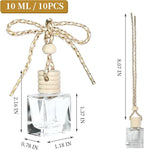 10PCS Flat Square Car 10ML Perfume Empty Bottles with Gold Wire Rope Flat Square Empty Bottles-Car Diffusers for Essential Oils-Essential Oil Car Freshener-Hanging Car Air Freshener