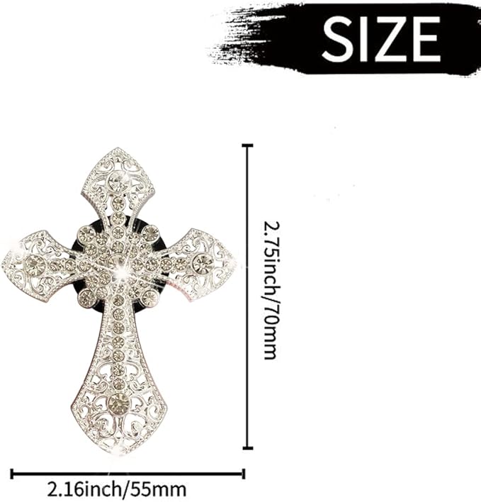 Bling Cross Air Vent Clips, 4 Pcs Crystal Cross Car Air Fresheners Vent Clips Car Diffuser Vent Clip Rhinestone Diamond Cross Decoration Interior Decor Bling Accessories for Women