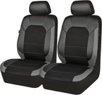 CAR PASS Leather Car Seat Covers Front Seats only, with Air Mesh Front Seat Covers Breathable, Cool Automotive Seat Covers 2 Pack, Universal Fit Most Cars,SUV,Truck,Van Airbag Compatible(Black Gray)