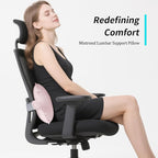 Mixtrend Travel Lumbar Pillow – Inflatable Memory Foam Back Support Cushion for Airplane, Car, Office Chair, Long Flight – Ergonomic Pain Relief for Women, Men & Kids（Blush Pink）
