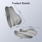 Coverado Memory Foam Car Seat Cushion and Lumbar Support Pillow for Car, Ergonomic Office Chair Cushion for Lower Back Pain Relief, Breathable & Non-Slip for Car, Home, and Office Use, Gray