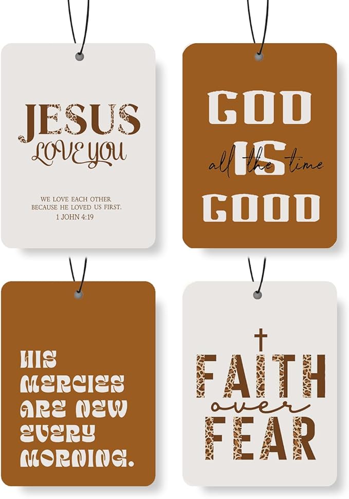Christian Scripture Car Air Freshener 4Pcs, Trendy Leopard Hanging Scents,Retro Coquette Cheetah Prints Gift Air Freshener Hanging in Car Wardrobe Drawer or Book.