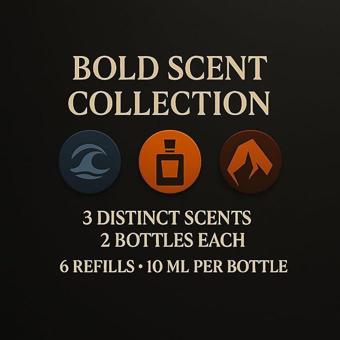 Car Air Freshener Refill Liquid Set of 6 x 10 ML - Smart Car Air Freshener Refill - Car Fragrance Refill - Car Diffuser Refill (Bold Sent Collection)