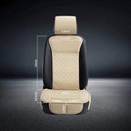 Elantrip Auto Car Seat Covers Leather Car Seat Protector for Women Airbag Compatible Diamond Pattern PU Seat Cover Universal Fitness 2PCs Beige