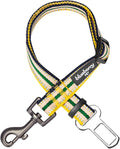 Blueberry Pet 6 Colors 3M Reflective Multi-Colored Stripe Adjustable Dog Seat Belt Tether for Dogs Cats, Yellow and Green, Durable Safety Car Vehicle Seatbelts Leads Use with Harness