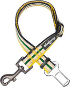Blueberry Pet 6 Colors 3M Reflective Multi-Colored Stripe Adjustable Dog Seat Belt Tether for Dogs Cats, Yellow and Green, Durable Safety Car Vehicle Seatbelts Leads Use with Harness