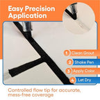 Black Grout Paint Pen Tile Grout Colorant & Sealer Marker, Quick-Dry, Ideal for Bathroom, Shower, Kitchen Tiles Restores Grout Lines, 3 Adjustable Tips (2-3 mm)