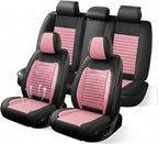 Car Seat Covers Full Set Fit for Toyota Venza 2009-2025,2026, Premium Faux Leather Car Seat Protector,Breathable Anti-Slip Full Wrapping Edge Seat Covers(Black&Pink,Full Set)
