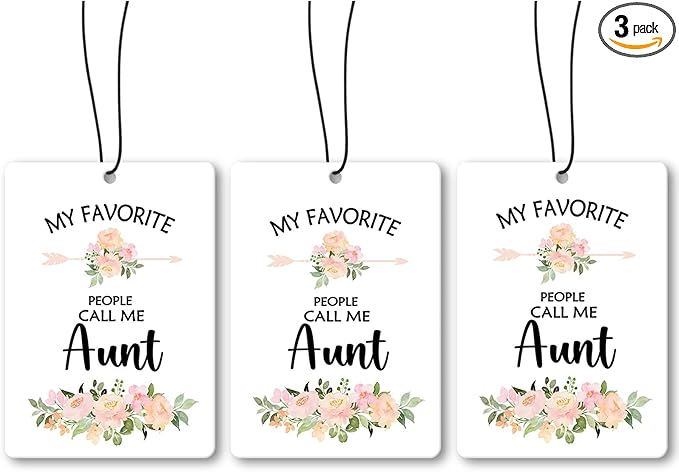 Aunt Gifts Car Air Freshener Hanging 3 Pack, My Favorite People Call Me Auntie Car Accessories Gifts for Christmas Women, Rustic Floral Scent Card Lavender for Closet Drawer Bathroom Decor