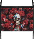 Car Roof Storage Bag Rose Skeleton Print Car Roof Seat Organizer Multi-Purpose Car Bag Storage Box Organizer Pouch Pocket One Size Car Travel Accessories Suitable for Cars, SUVs