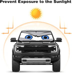 Car Windshield Sun Shade, Funny Eyes Sun Visor, Wear-Resistant Black Tape, Foldable 160x86cm/63x33.86inch
