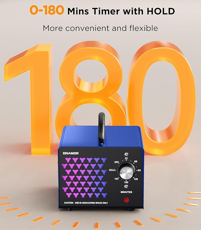 ONAMOR Ozone Generator Odor Eliminator 70000mg, High Capacity Ozone Machine Odor Removal Up to 6000 Sq.Ft, Ozone Ionizer Ozonator for Smoke, Car, Basement And Pet Room, Blue