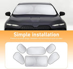 6PCS Reflective Car Windshield Sunshade Kit, Foldable Magnetic Side Window Shade with Storage Bag, Silver Coated UV Protection Heat Shield, Universal Auto Privacy Cover for Baby Camping Napping