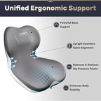 Coverado [Upgraded] Car Seat Cushion and Lumbar Support Pillow One Piece, Memory Foam Ergonomic Back Support Driving Seat Cushion for Back Pain, Non-Slip Washable Cushion for Car, Driver, Office