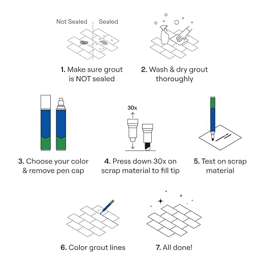 Grout Pen Ivory Tile Paint Marker: Waterproof Grout Paint, Tile Grout Colorant and Sealer Pen - Ivory, Narrow 5mm Tip (7mL) - 3 Pack