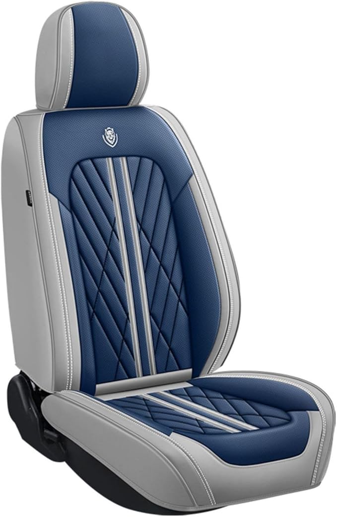 Premium Nappa Leatherette Car Seat Cover Set Custom Fit for Honda CR-V CRV 2000-2023 2024 2025 2026 Water-Proof Breathable Faux Leather Seat Cushion Protectors (Front 2 Seats,Blue Grey)