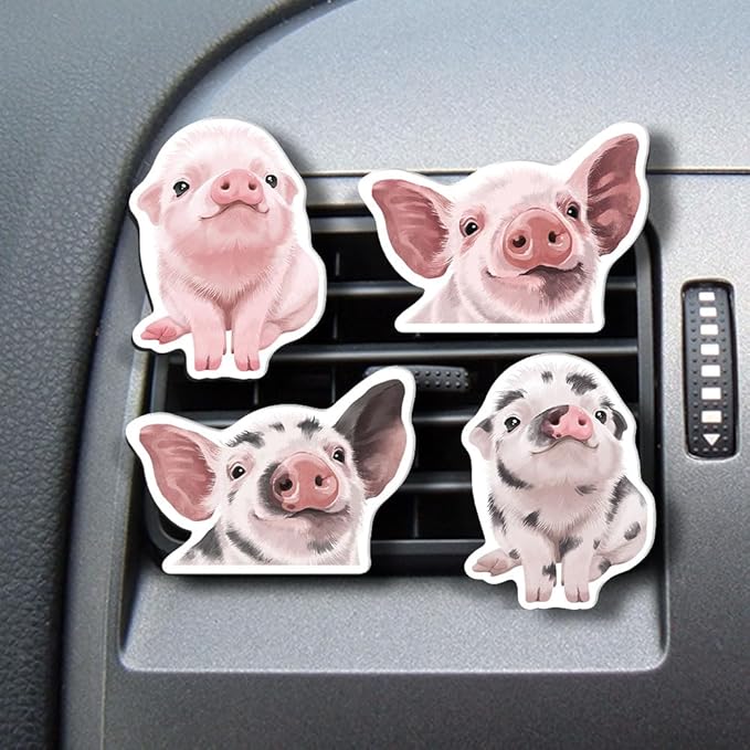 WIRESTER Set of 4 Fresh Scented Car Air Freshener Vent Clip, Decorative Accessories, Interior Decoration for Cars - Dogs, Cats, Animal