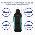 Skechers Memory Foam Car Seat Covers, Lycra Fabric Seat Covers Thick Memory Foam, Front Car Seat Protector, Airbag Compatible, Automotive Comfort Protection for Most Cars,Trucks, SUVs,Green