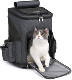 Wheeled Pet Carrier Backpack Pet Stroller, Travel Carrier, Car Seat for Small Dogs Cats Puppies, Comfort Cat Backpack Removable Rolling Wheels – Mesh Ventilation Windows (Black)