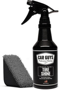 CAR GUYS Tire Shine Spray - The Perfect Deep Black Shine - Long Lasting Car Tire Dressing - No Sling & Dry to Touch - 18 Oz Kit with Applicator