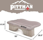 Pittman Outdoors Backseat Bed Air Mattress – 55” Rear Seat Air Mattress for Mid Size Trucks, Vans & Large SUV – Includes Pump, Pillow & Storage Bag – Inflatable Back Seat Air Mattress – DarkTan