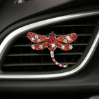 4Pcs Bling Rhinestone Crystal Dragonfly Air Freshener Vent Clips,Cute Car Air Fresheners Vent Clips Accessories,Refillable Car Diffuser, Glamorous Auto Decor (Red)